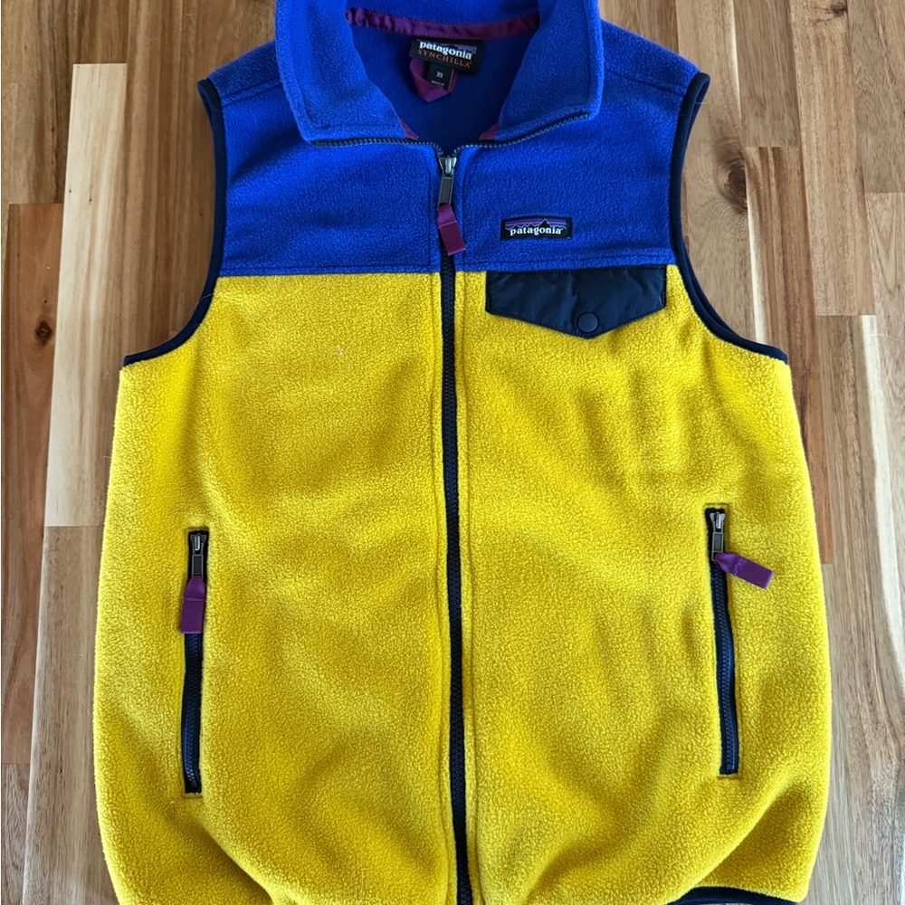 Men’s Patagonia Blue and Yellow Fleece Vest
